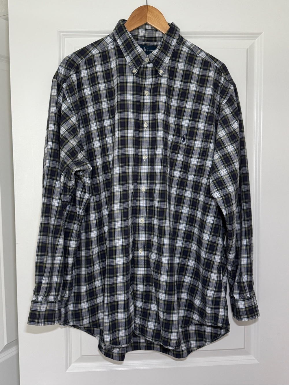 Ralph Lauren Blake 100% cotton Navy and White Plaid Button-Down Shirt